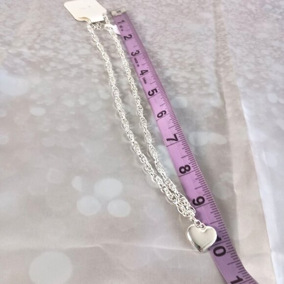 .925 Sterling Silver Heart Pendant Necklace 18" Extender Gift New - Picture 4 of 5